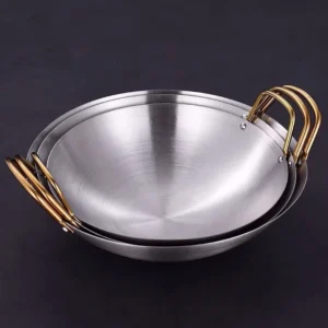 my-11134207-7rasb-m3r9p7xdnxj243.webp 40cm Stainless Steel Wok with Golden Handle | Anti-Rust Plain Wok | Gas Stove Cooking Pan